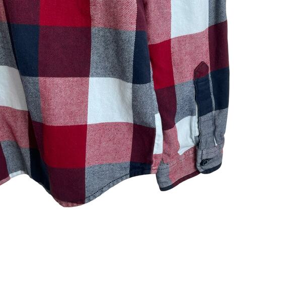 Vans Mens Shirt L Red Plaid Flannel Button Up Rugged Cabincore Travel Casual - Picture 6 of 10